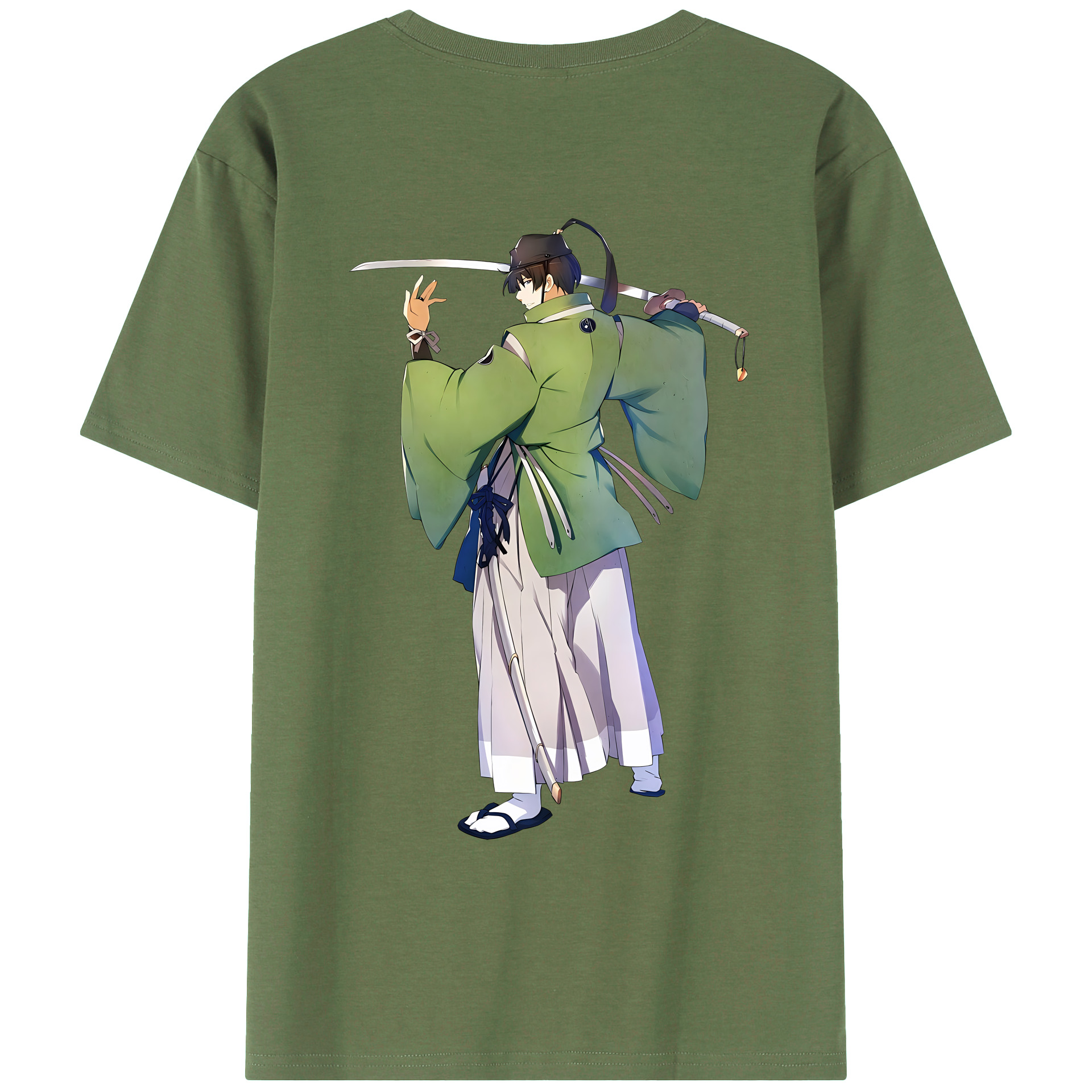 （画像用） 刀剣乱舞 Touken Ranbu 綿100％ メンズ半袖Tシャツ（バックプリント） 通気性
